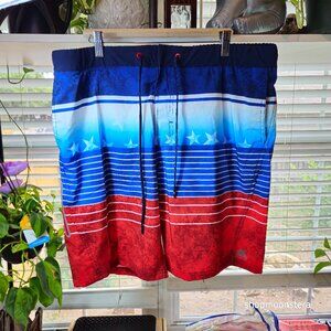ZeroXposur Stars & Stripes Swim Trunks | Size Large | Patriotic Board Shorts